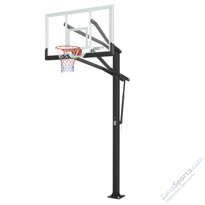 Баскетбольная стойка стационарная Unix Line B-Stand-TG PRO 72x42 R45 H230-305 см