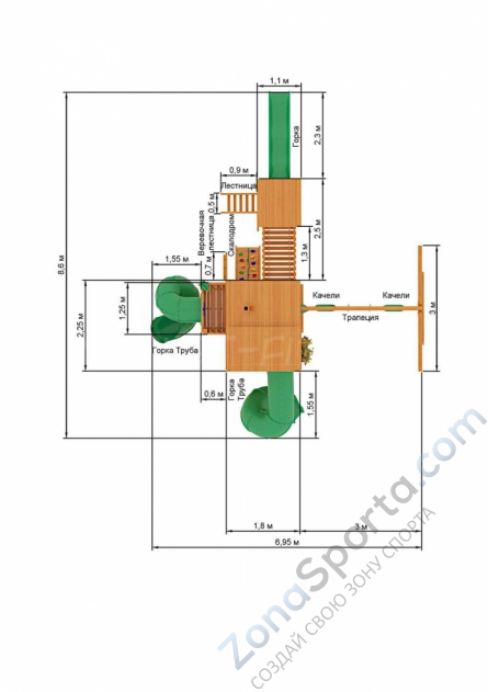 Деревянная детская площадка для дачи Igragrad Великан 3 (Макси)