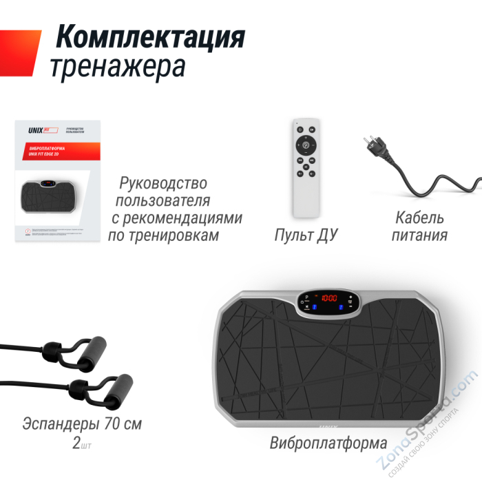 Виброплатформа Unix Fit Edge 2D Grey